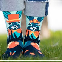 Alternative view of Mākslinieciskās zeķes Lieldienu zaķis - tumši zilas