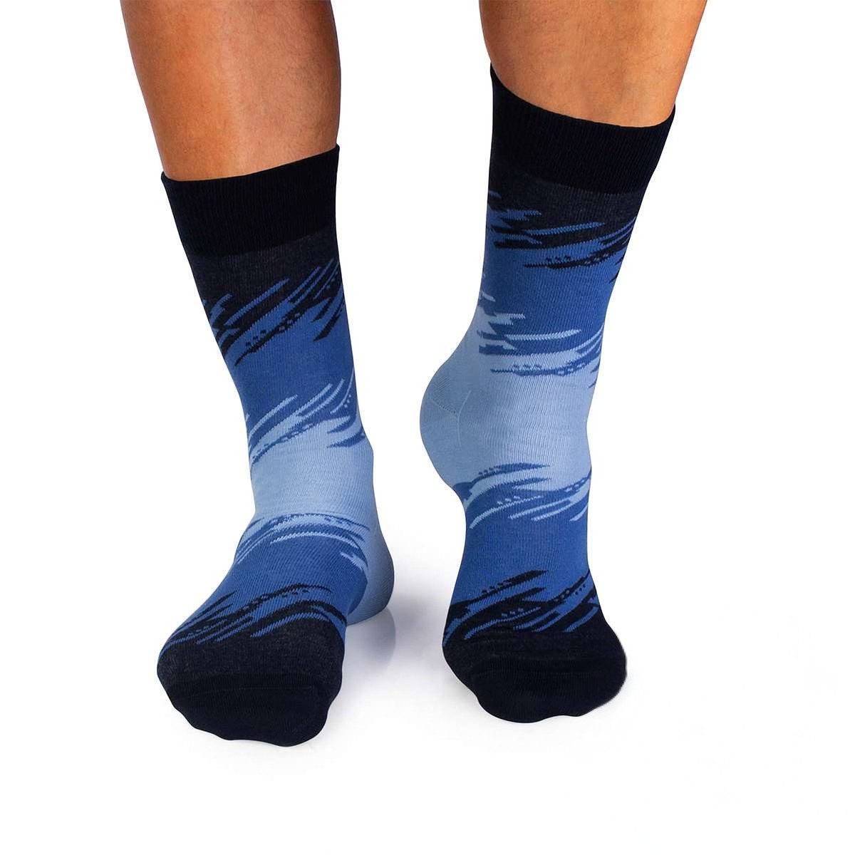 Zeķes ar 98% kokvilnu, Premium toņu pārejas dizains - zilas