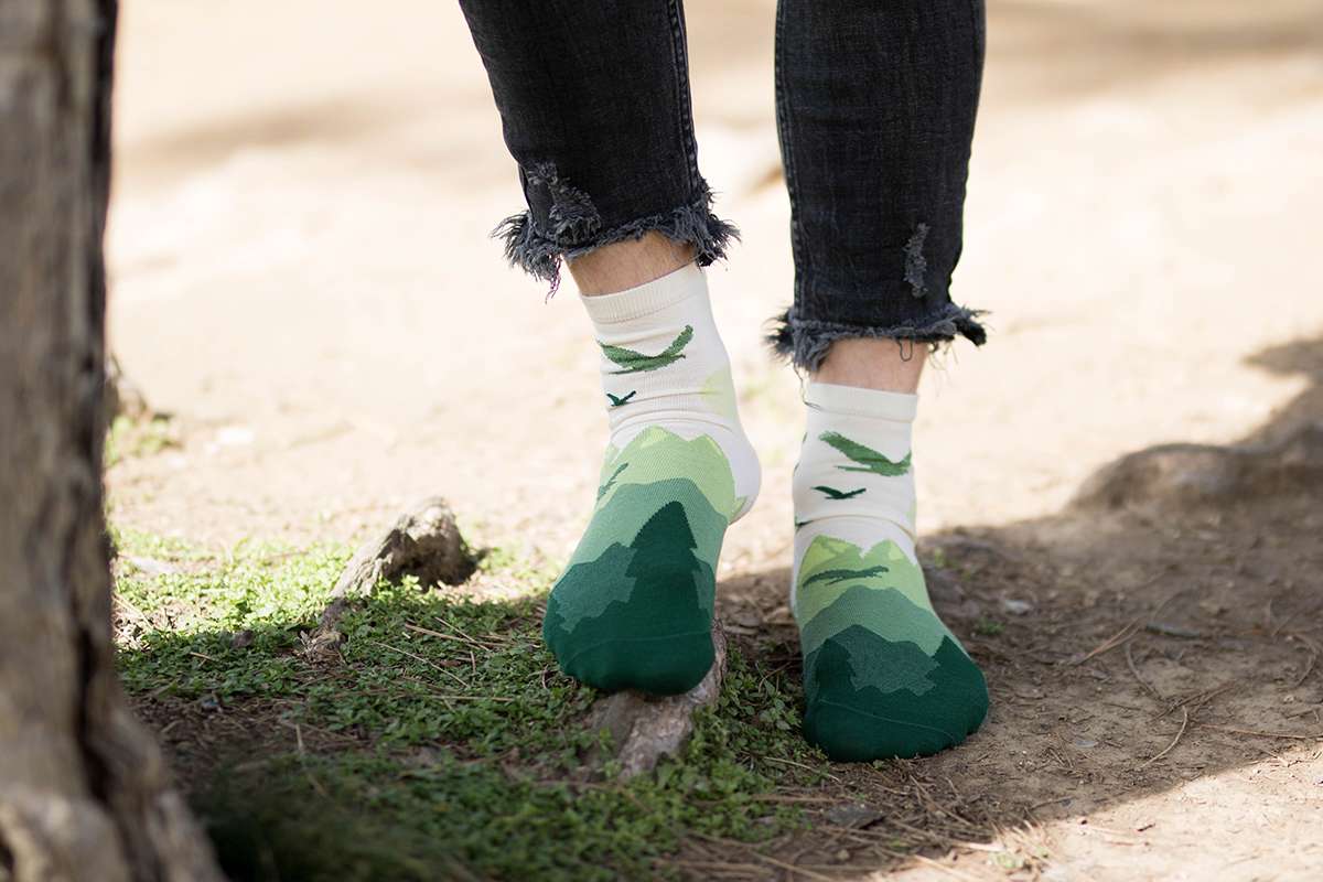 Smalkas kokvilnas zeķītes "Flight" - zaļas - Image 2