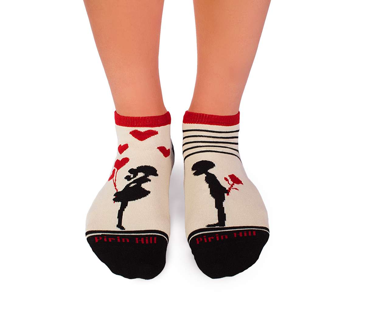 Īsas kokvilnas zeķes "Love" - Krēmkrāsas