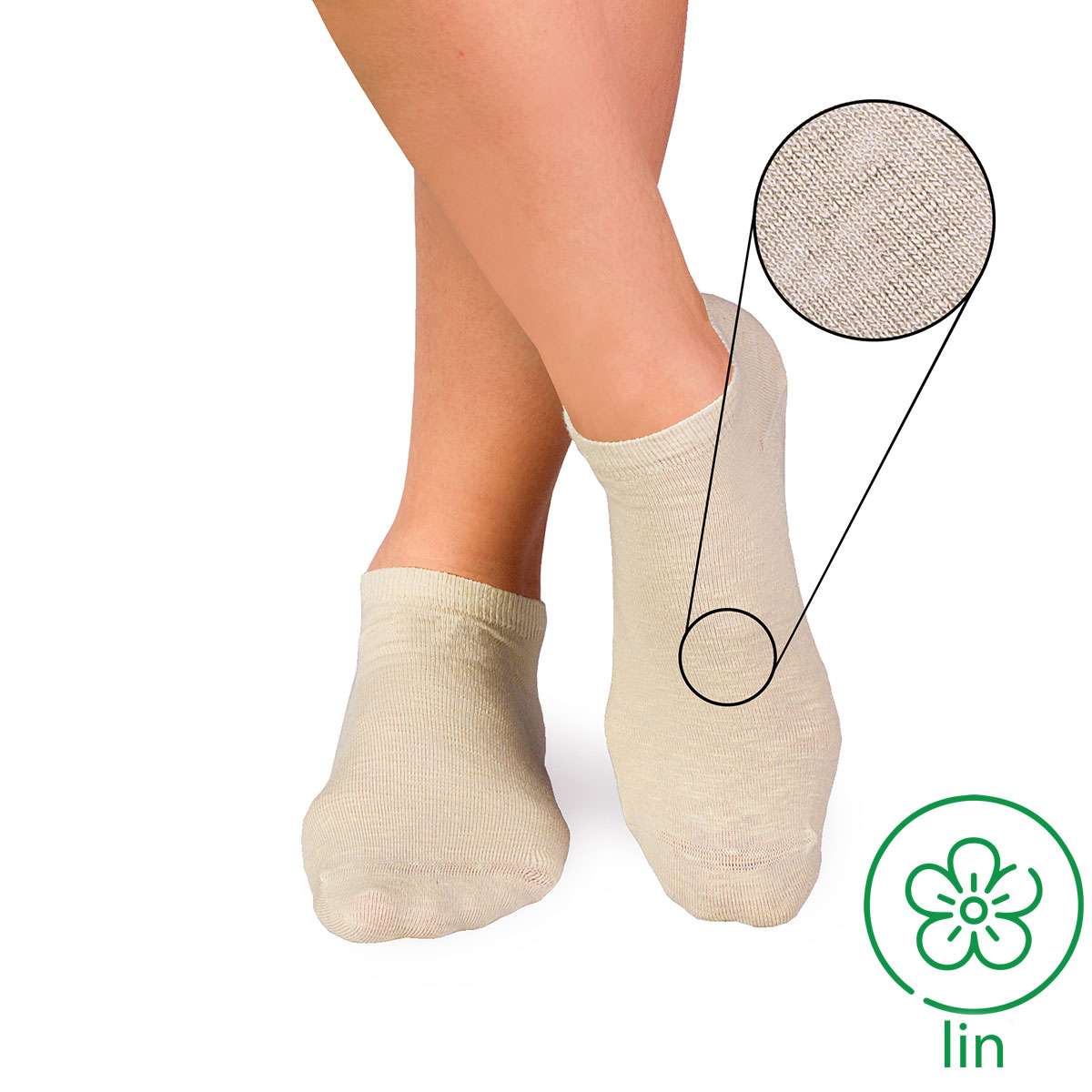 Īsās lina zeķes - krēmkrāsas