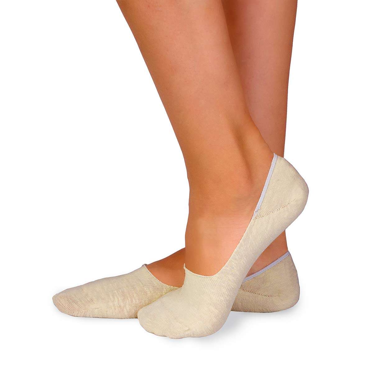 Neredzamās lina zeķes - krēmkrāsas - Image 4