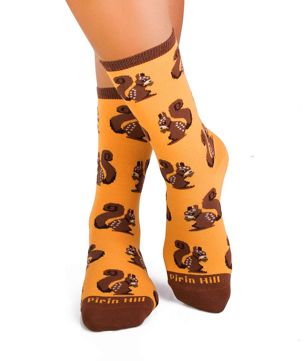 Kokvilnas zeķes ar vāveres attēlu