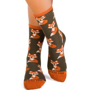 Kokvilnas zeķes ar rudens lapsu