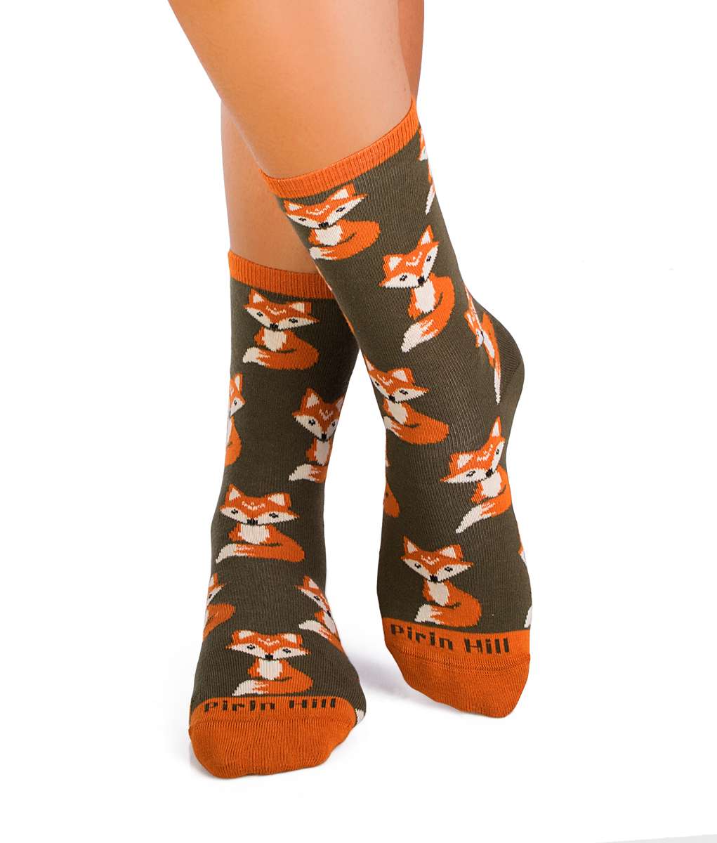 Kokvilnas zeķes ar rudens lapsu