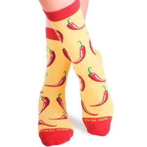 Kokvilnas zeķes ar čili pipariem - dzeltenas