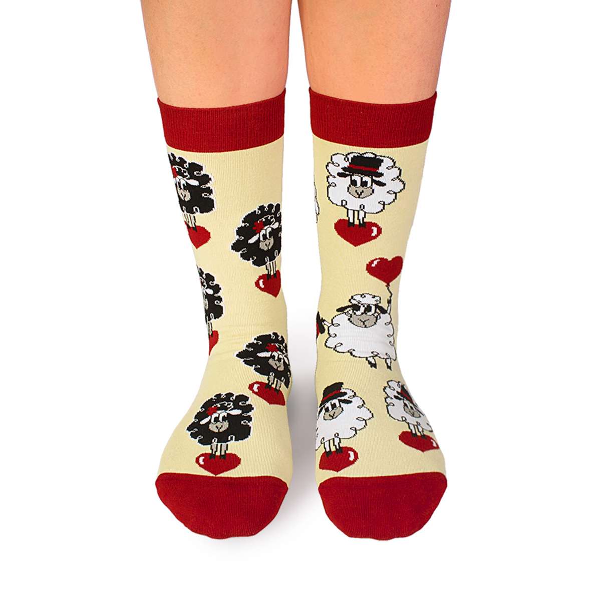 Mākslinieciskās zeķes Iemīlējusies aita - Krēmkrāsas - Image 2