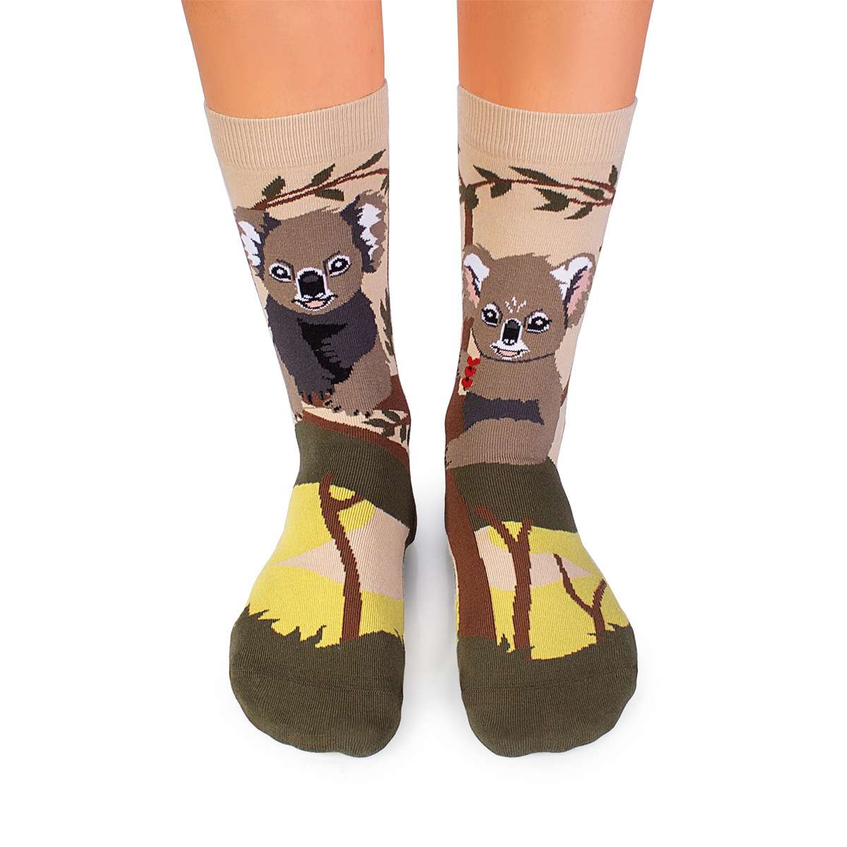 Mākslinieciskās zeķes Iemīlējušās Koalas - Haki krāsā - Image 2