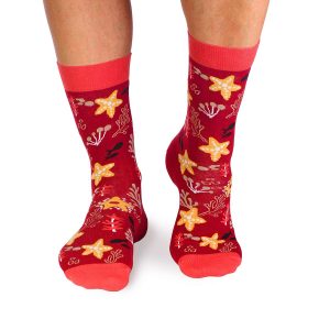 Smalkas kokvilnas zeķes ar jūras zvaigzni - Bordo