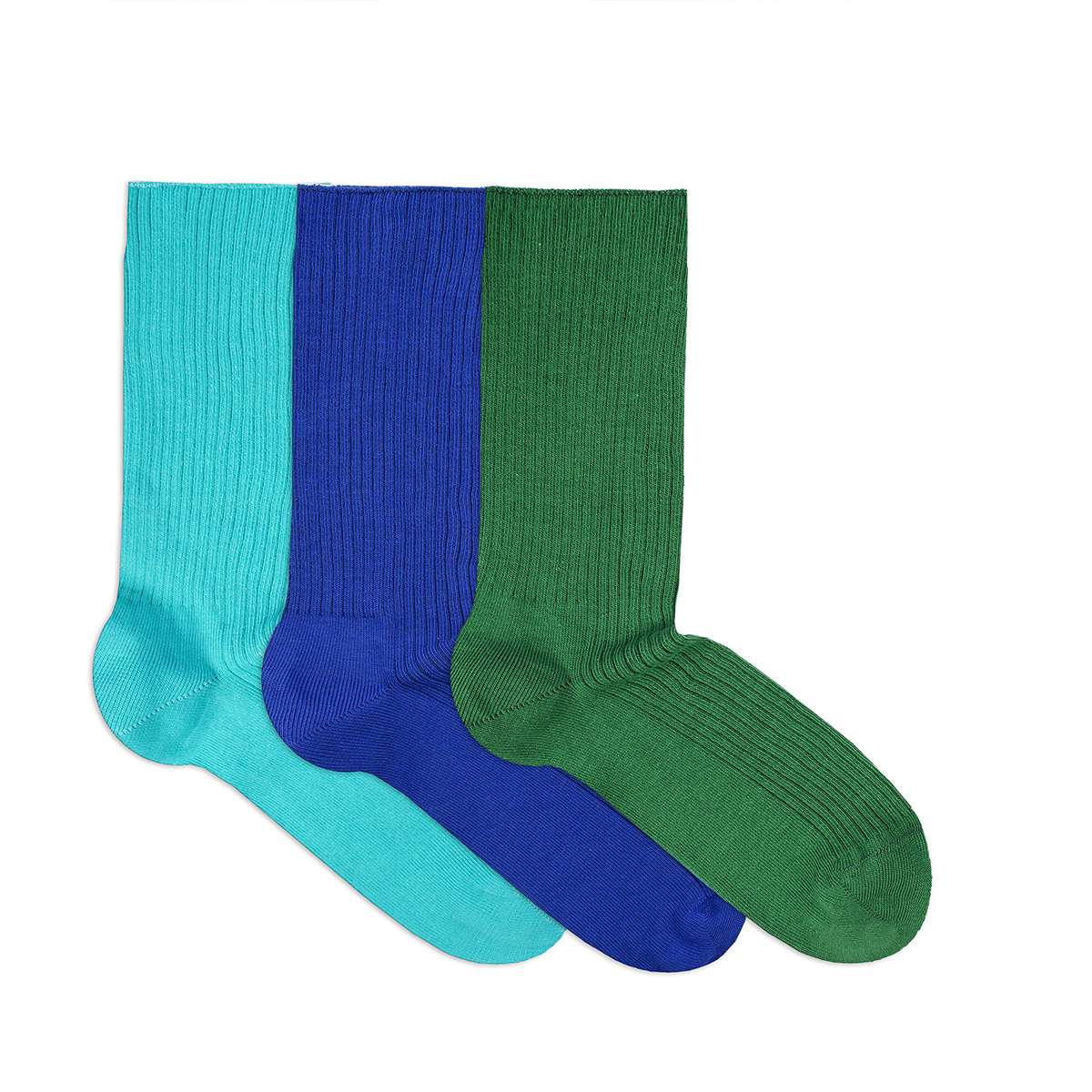 3 zeķu pāru kaste bez gumijas - zilas, zaļas un mint - Image 2