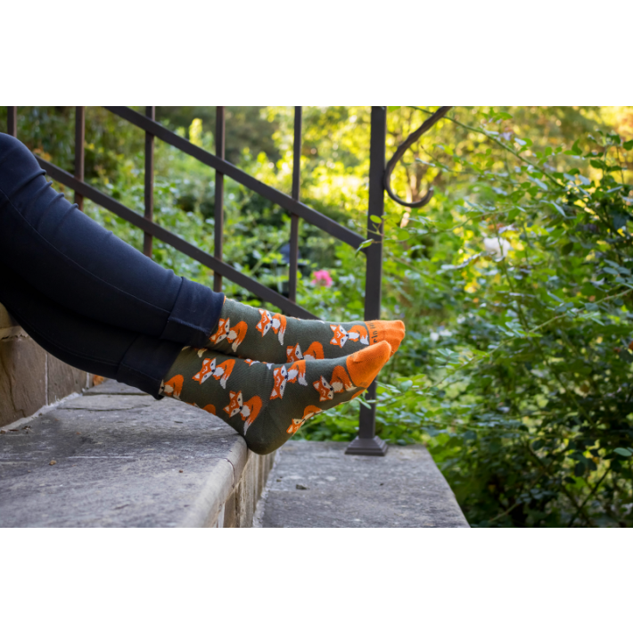 Kokvilnas zeķes ar rudens lapsu - Image 3