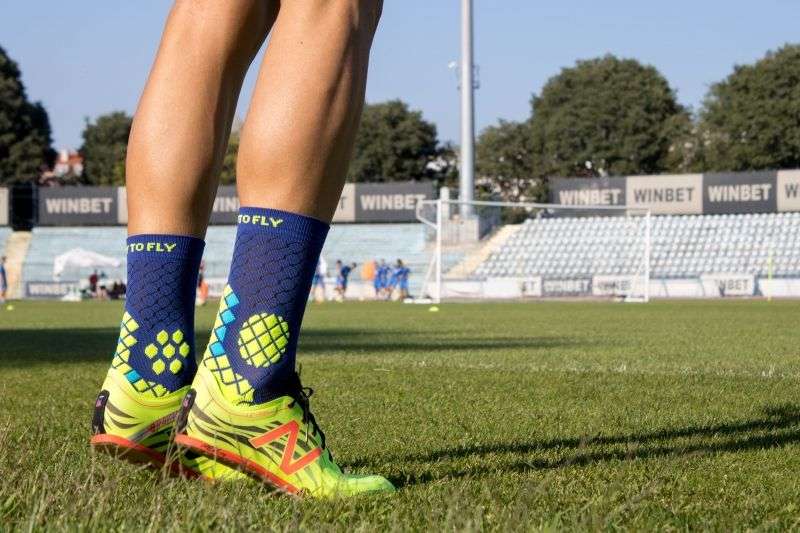 Sporta kompresijas zeķes - zilas-dzeltenas - Image 2