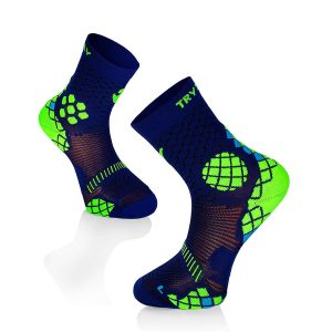 Sporta kompresijas zeķes - zilas-dzeltenas