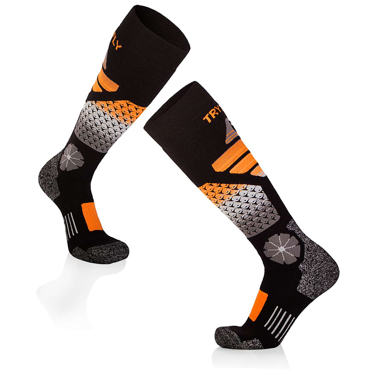 Slēpošanas zeķes Performance - melnas-oranžas